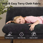 Canapé-lit convertible futon MUUEGM 72, canapé en tissu éponge avec dossier réglable et housses lavables pour petits espaces, salon