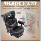 Fauteuil de bureau grande taille avec repose-pieds - Fauteuil de bureau exécutif Efomao à dossier haut avec assise large, accoudoirs réglables, fauteuil d'ordinateur ergonomique, noir