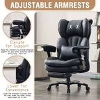 Fauteuil de bureau grande taille avec repose-pieds - Fauteuil de bureau exécutif Efomao à dossier haut avec assise large, accoudoirs réglables, fauteuil d'ordinateur ergonomique, noir