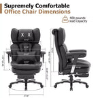 Fauteuil de bureau grande taille avec repose-pieds - Fauteuil de bureau exécutif Efomao à dossier haut avec assise large, accoudoirs réglables, fauteuil d'ordinateur ergonomique, noir