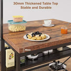 Coolmee Îlot de Cuisine de 42/47 Pouces avec Rangement et Sièges – Étagère de Boulanger à 3 Niveaux, Support de Micro-ondes, Table à Manger pour 4, 5 Crochets et Capacité de 50 lb