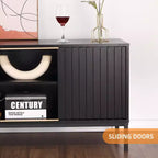 Meuble TV noir pour téléviseurs de 32 à 65 pouces, meuble de divertissement moderne avec armoires de rangement, console TV pour salon