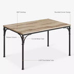 Ensemble de salle à manger 5 pièces, table rectangulaire moderne en bois et 4 chaises en métal