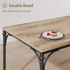 Ensemble de salle à manger 5 pièces, table rectangulaire moderne en bois et 4 chaises en métal