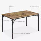 Ensemble de salle à manger 5 pièces, table rectangulaire moderne en bois et 4 chaises en métal