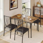 Ensemble de salle à manger 5 pièces, table rectangulaire moderne en bois et 4 chaises en métal