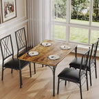 Ensemble de salle à manger 5 pièces, table rectangulaire moderne en bois et 4 chaises en métal