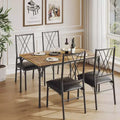 Dining Table Set for 4 with 4 Metal Chairs and Wood Indoor Modern Rectangular Dining Table Furniture, 5-Piece