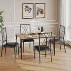 Ensemble de salle à manger 5 pièces, table rectangulaire moderne en bois et 4 chaises en métal