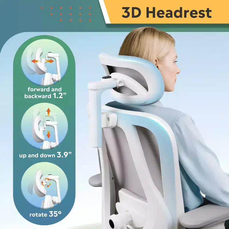 GALAXHERO Chaise de bureau ergonomique en maille avec appui-tête 3D réglable et fonction d'inclinaison, grande chaise inclinable avec support lombaire et accoudoirs 3D