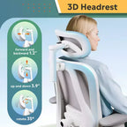GALAXHERO Chaise de bureau ergonomique en maille avec appui-tête 3D réglable et fonction d'inclinaison, grande chaise inclinable avec support lombaire et accoudoirs 3D