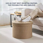 Ornavo Home Decor Grand Pouf de Rangement Rond Pliable de 20 po avec Clous Décoratifs pour Salon et Chambre à Coucher