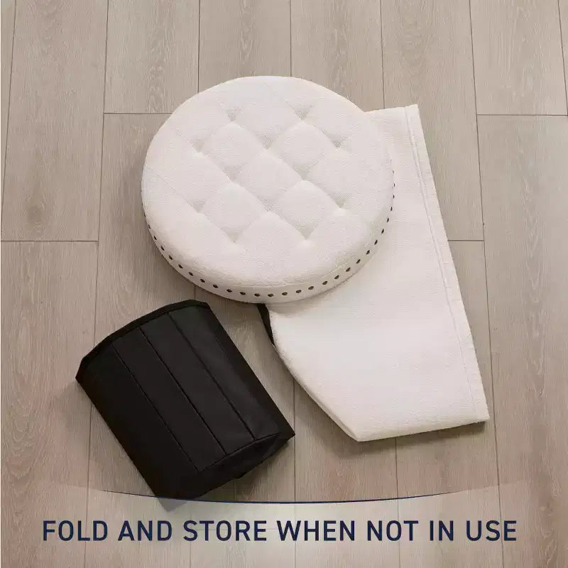 Ornavo Home Decor Grand Pouf de Rangement Rond Pliable de 20 po avec Clous Décoratifs pour Salon et Chambre à Coucher