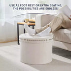 Ornavo Home Decor Grand Pouf de Rangement Rond Pliable de 20 po avec Clous Décoratifs pour Salon et Chambre à Coucher