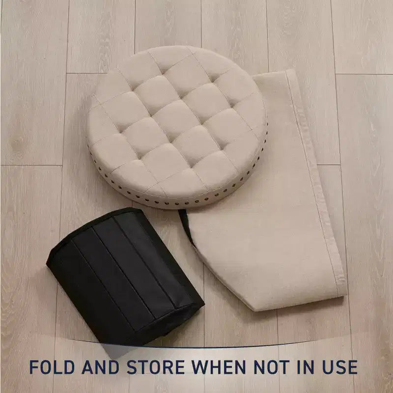 Ornavo Home Decor Grand Pouf de Rangement Rond Pliable de 20 po avec Clous Décoratifs pour Salon et Chambre à Coucher