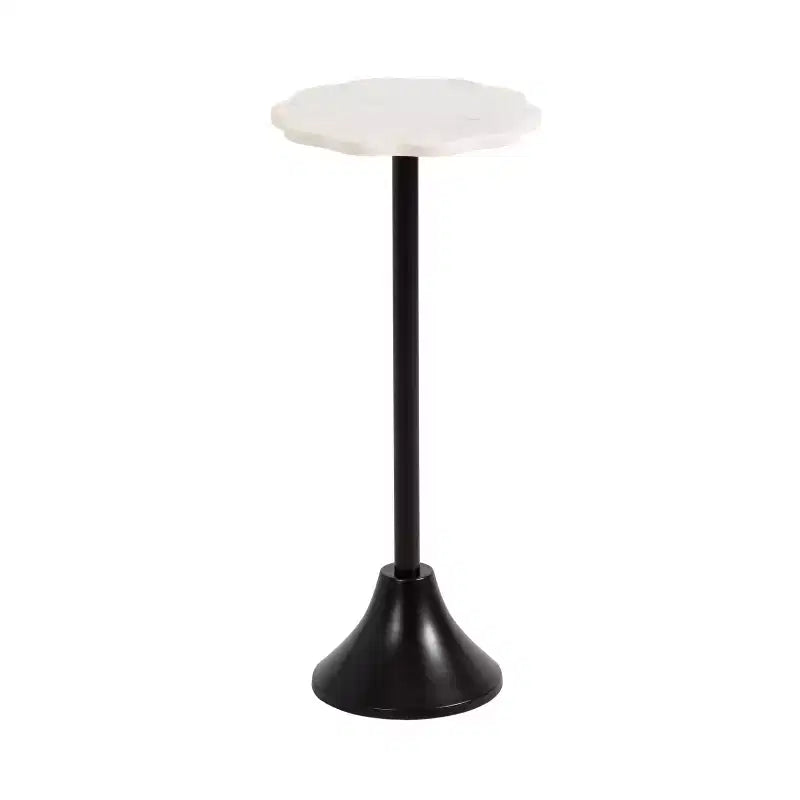 Kate and Laurel Sanzo Scalloped Marble and Metal Drink Table