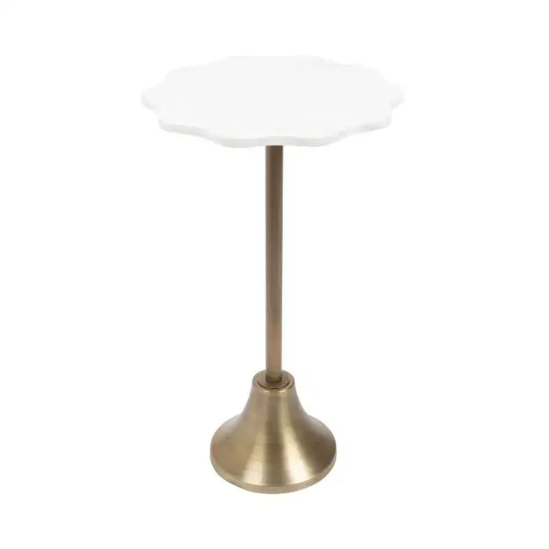 Table d'appoint Kate and Laurel Sanzo en marbre festonné et métal