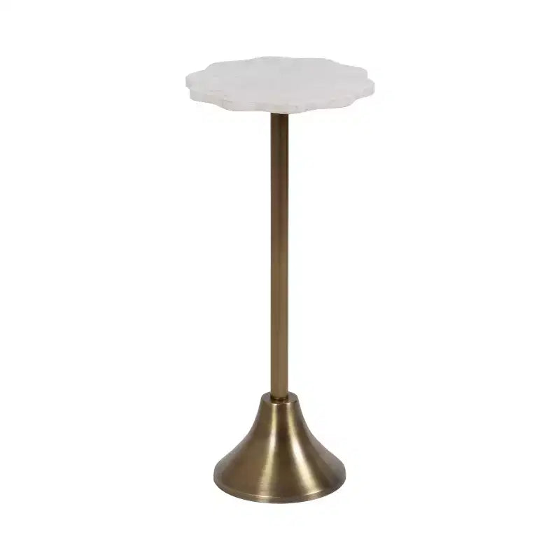 Table d'appoint Kate and Laurel Sanzo en marbre festonné et métal