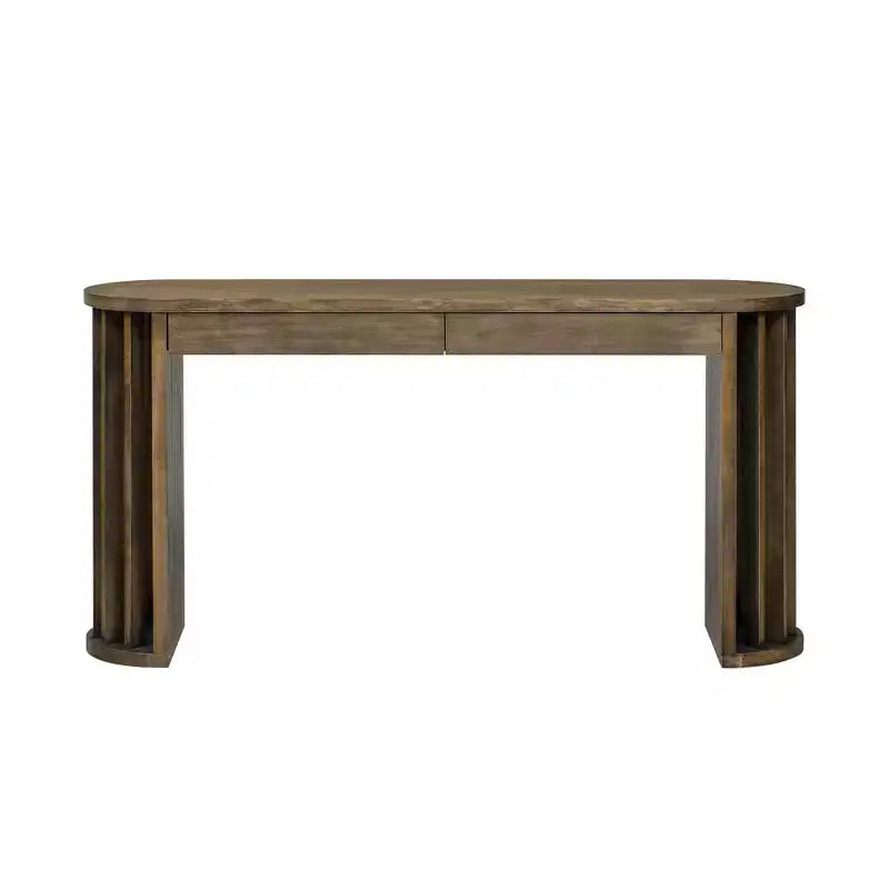 Luxystar 59 Table console longue avec design lignes courbes et droites pour entrée et salon, Naturel
