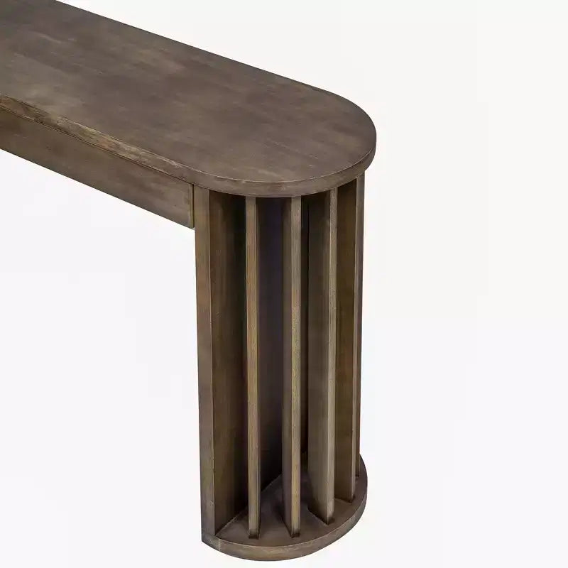 Luxystar 59 Table console longue avec design lignes courbes et droites pour entrée et salon, Naturel
