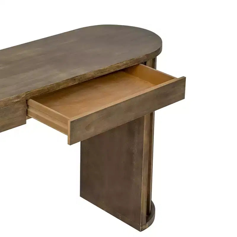Luxystar 59 Table console longue avec design lignes courbes et droites pour entrée et salon, Naturel