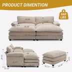 Karl Home | Canapé-lit modulaire nuage en velours côtelé blanc cassé de 228 cm de large