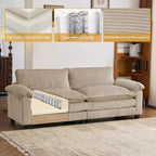 Karl Home | Canapé-lit modulaire nuage en velours côtelé blanc cassé de 228 cm de large