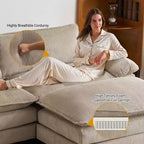 Karl Home | Canapé-lit modulaire nuage en velours côtelé blanc cassé de 228 cm de large