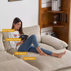Karl Home | Canapé-lit modulaire nuage en velours côtelé blanc cassé de 228 cm de large
