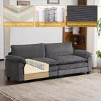 Karl Home | Canapé-lit modulaire nuage en velours côtelé blanc cassé de 228 cm de large