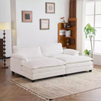 Karl Home | Canapé-lit modulaire nuage en velours côtelé blanc cassé de 228 cm de large