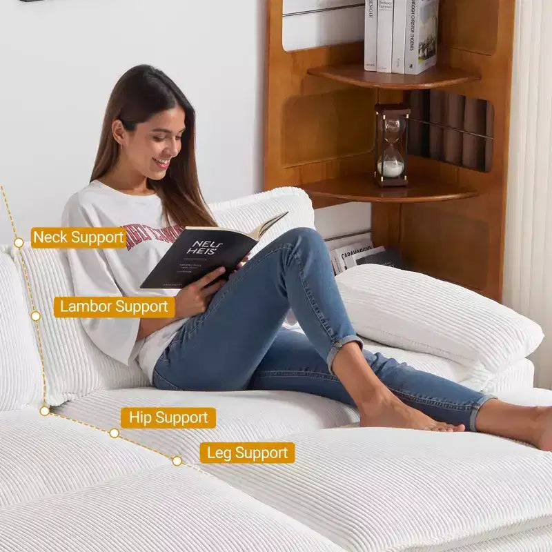 Karl Home | Canapé-lit modulaire nuage en velours côtelé blanc cassé de 228 cm de large