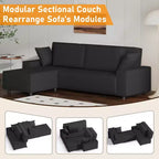 Grand canapé 244 cm en velours côtelé rayé, grand canapé d'angle moderne en forme de L avec assise profonde, canapé modulaire confortable pour salon, appartement, studio