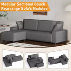 Grand canapé 244 cm en velours côtelé rayé, grand canapé d'angle moderne en forme de L avec assise profonde, canapé modulaire confortable pour salon, appartement, studio