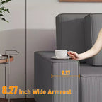 Grand canapé 244 cm en velours côtelé rayé, grand canapé d'angle moderne en forme de L avec assise profonde, canapé modulaire confortable pour salon, appartement, studio