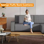 Grand canapé 244 cm en velours côtelé rayé, grand canapé d'angle moderne en forme de L avec assise profonde, canapé modulaire confortable pour salon, appartement, studio