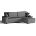 Grand canapé 244 cm en velours côtelé rayé, grand canapé d'angle moderne en forme de L avec assise profonde, canapé modulaire confortable pour salon, appartement, studio