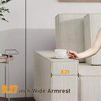 Grand canapé 244 cm en velours côtelé rayé, grand canapé d'angle moderne en forme de L avec assise profonde, canapé modulaire confortable pour salon, appartement, studio