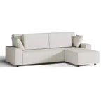 Grand canapé 244 cm en velours côtelé rayé, grand canapé d'angle moderne en forme de L avec assise profonde, canapé modulaire confortable pour salon, appartement, studio