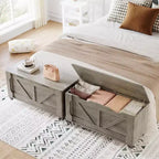 Acekool Coffre de rangement avec roulettes, banc de coffre en bois de 100 cm avec charnières de sécurité, supporte 159 kg, coins arrondis, entrée, salon, gris