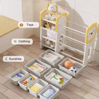 JVNOXK Étagère de rangement multifonctionnelle pour enfants de 33,4 pouces, 4 niveaux avec 8 bacs de rangement amovibles, idéale pour les chambres d'enfants et les crèches, blanche