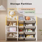 JVNOXK Étagère de rangement multifonctionnelle pour enfants de 33,4 pouces, 4 niveaux avec 8 bacs de rangement amovibles, idéale pour les chambres d'enfants et les crèches, blanche