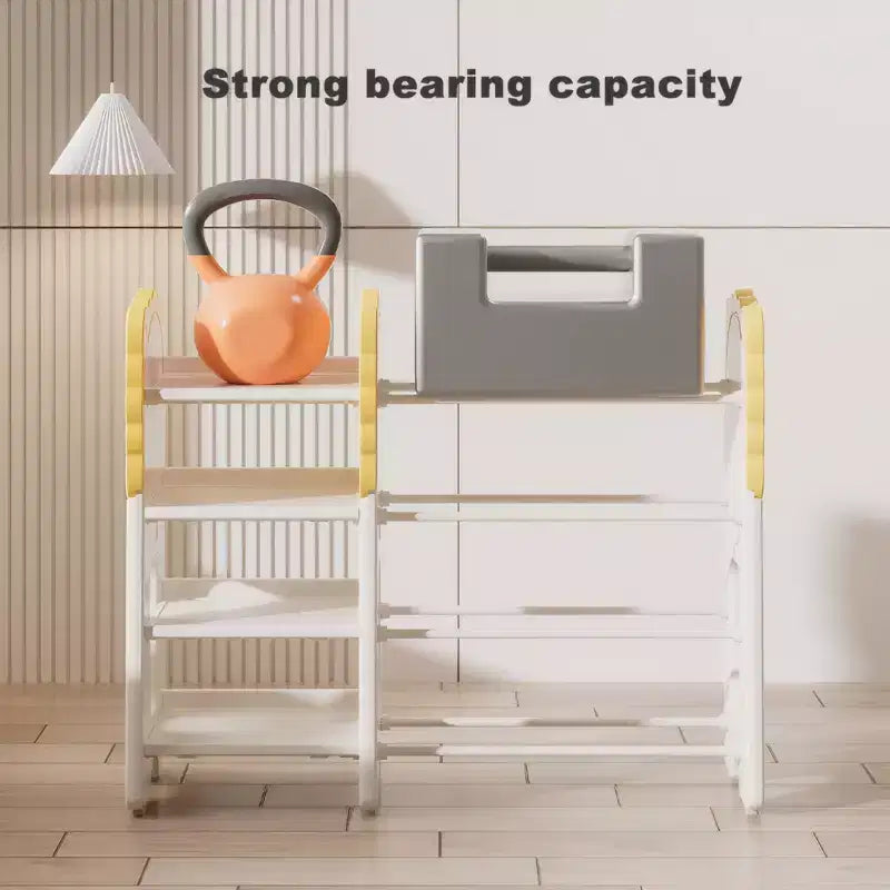 JVNOXK Étagère de rangement multifonctionnelle pour enfants de 33,4 pouces, 4 niveaux avec 8 bacs de rangement amovibles, idéale pour les chambres d'enfants et les crèches, blanche