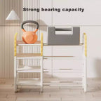 JVNOXK Étagère de rangement multifonctionnelle pour enfants de 33,4 pouces, 4 niveaux avec 8 bacs de rangement amovibles, idéale pour les chambres d'enfants et les crèches, blanche