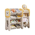 JVNOXK Étagère de rangement multifonctionnelle pour enfants de 33,4 pouces, 4 niveaux avec 8 bacs de rangement amovibles, idéale pour les chambres d'enfants et les crèches, blanche