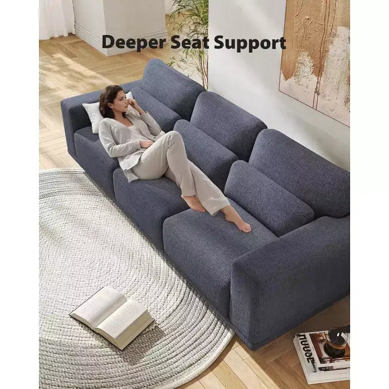 Canapé de salon de 89 pouces, canapé 3 places avec accoudoirs larges et sièges profonds, canapé confortable à 3 couches, canapé avec housse amovible et lavable