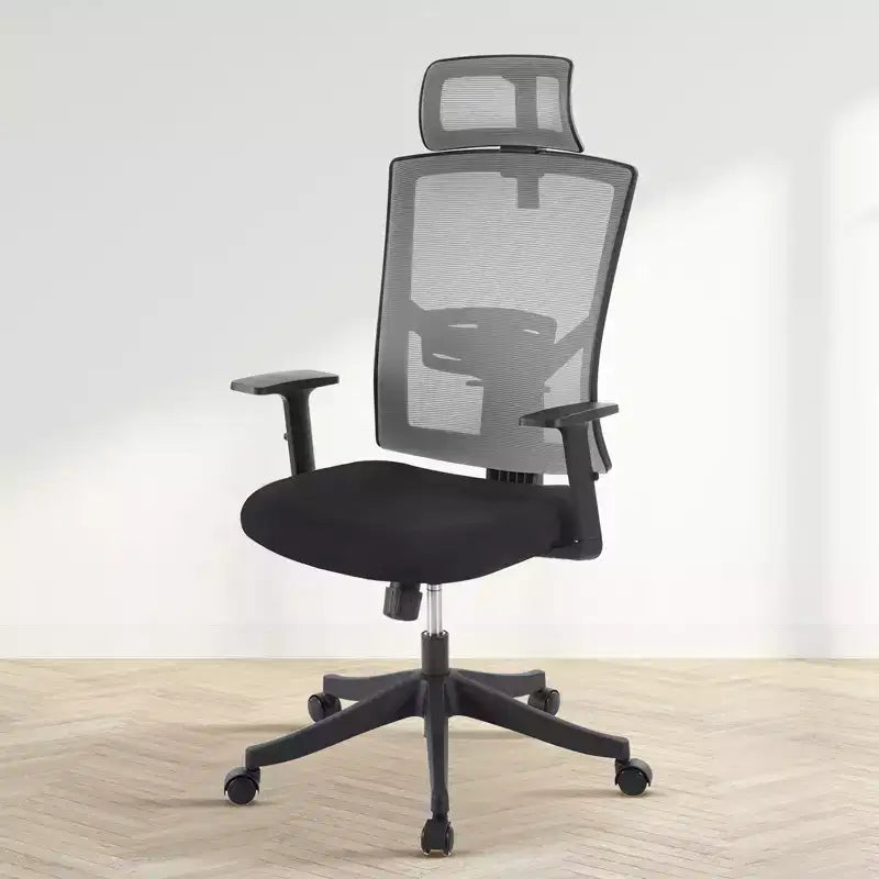 Chaise de bureau à dossier haut COZONY avec support lombaire réglable, chaise de bureau en maille avec accoudoirs relevables pour la maison ou le bureau
