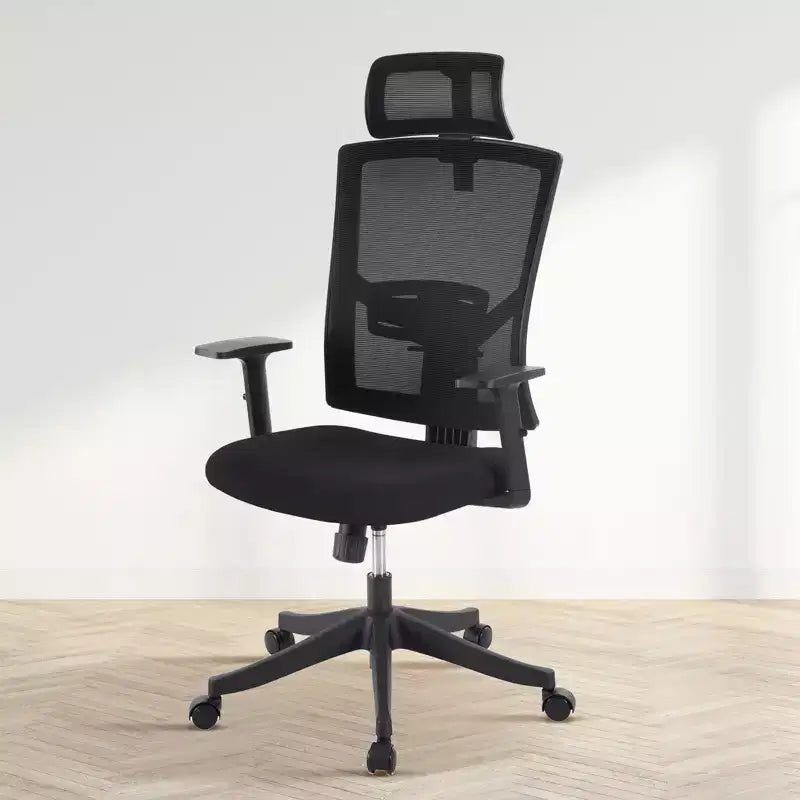 Chaise de bureau à dossier haut COZONY avec support lombaire réglable, chaise de bureau en maille avec accoudoirs relevables pour la maison ou le bureau