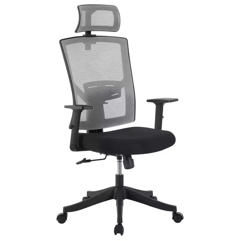 Chaise de bureau à dossier haut COZONY avec support lombaire réglable, chaise de bureau en maille avec accoudoirs relevables pour la maison ou le bureau
