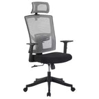 Chaise de bureau à dossier haut COZONY avec support lombaire réglable, chaise de bureau en maille avec accoudoirs relevables pour la maison ou le bureau